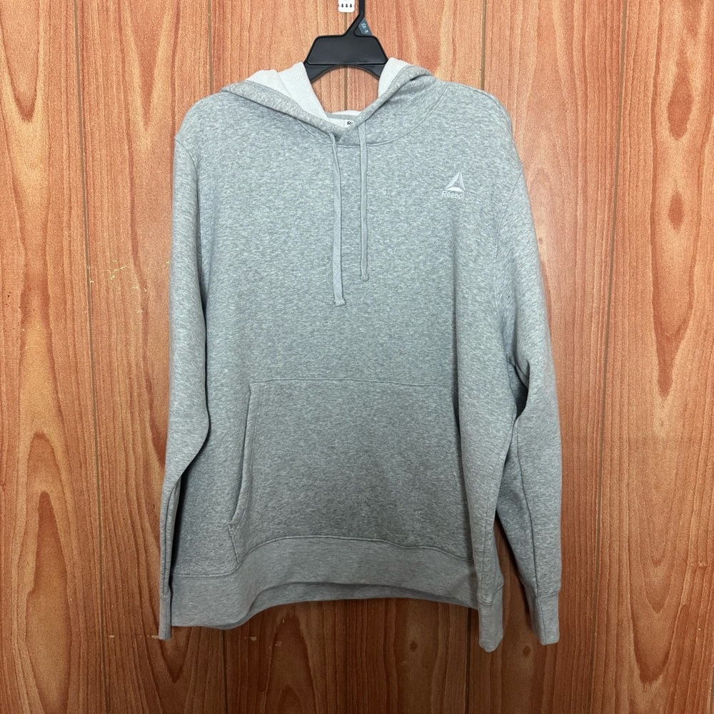 Reebok Gray‎ Hoodie with Logo Men Plus Size